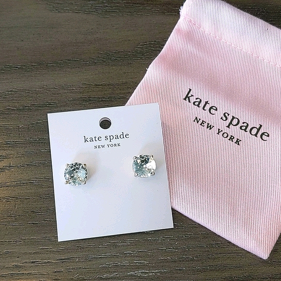 NEW Kate Spade Gumdrop Stud Earrings in Clear/Gold - Picture 5 of 8
